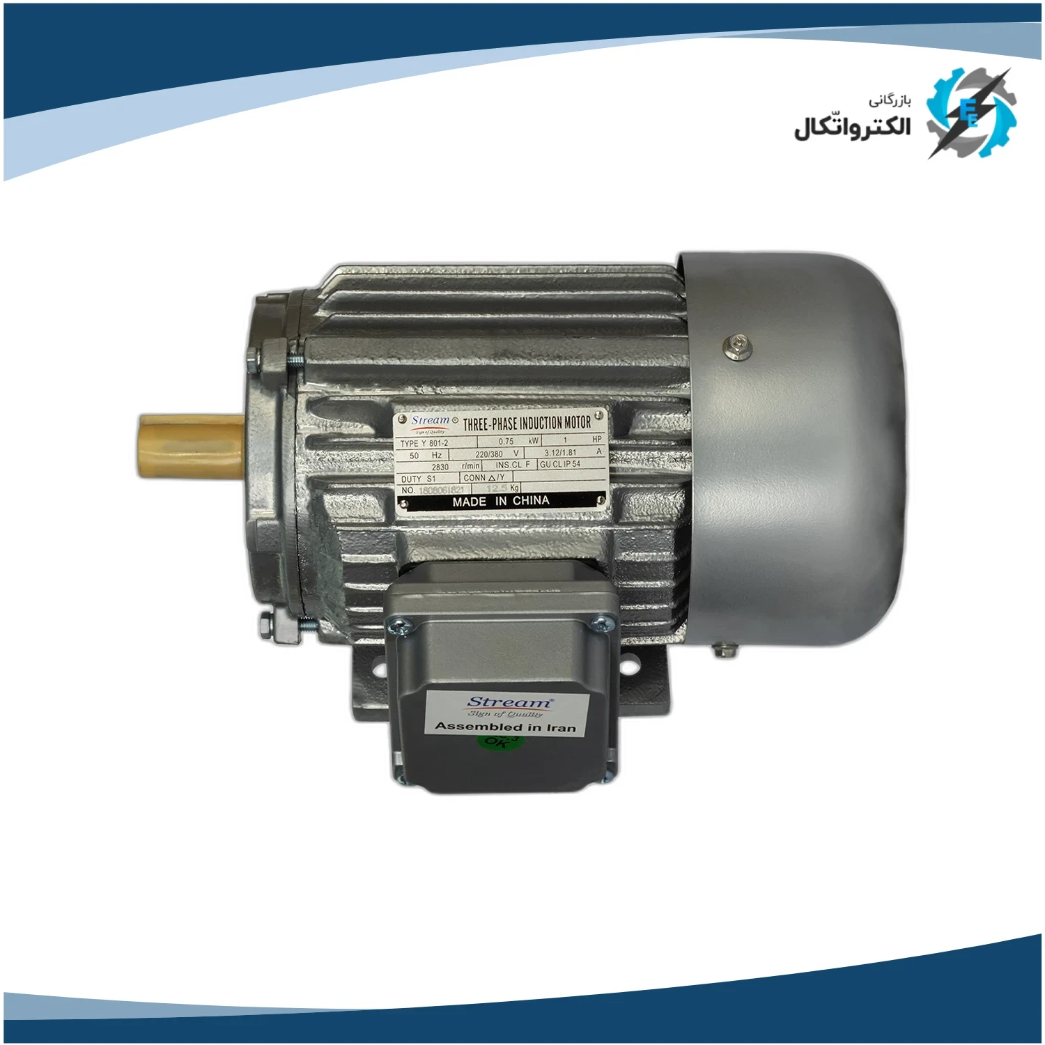 الکتروموتور استریم سه فاز 1 اسب 0.75 کیلووات پوسته چدنی 1000 دور_2