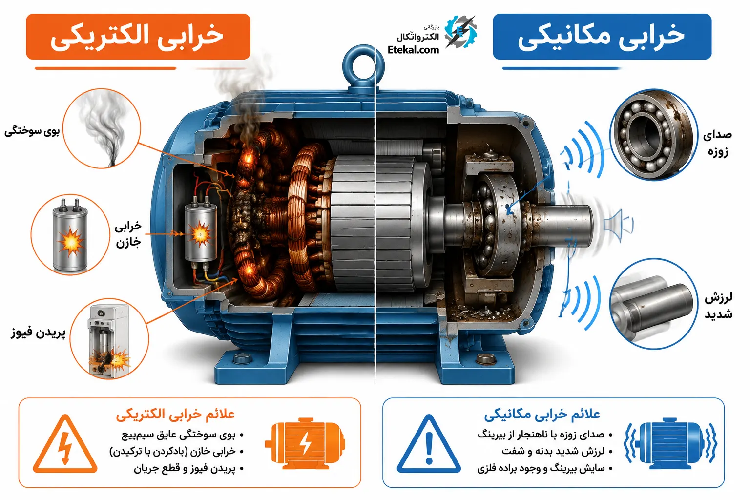 تفاوت علائم خرابی الکتریکی و مکانیکی